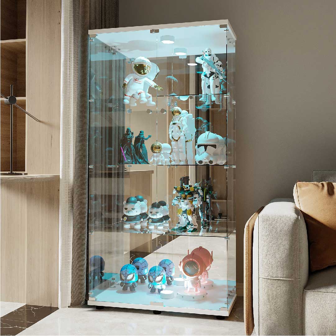 Glasvitrine 163 cm mit Schloss & LED – Standvitrine