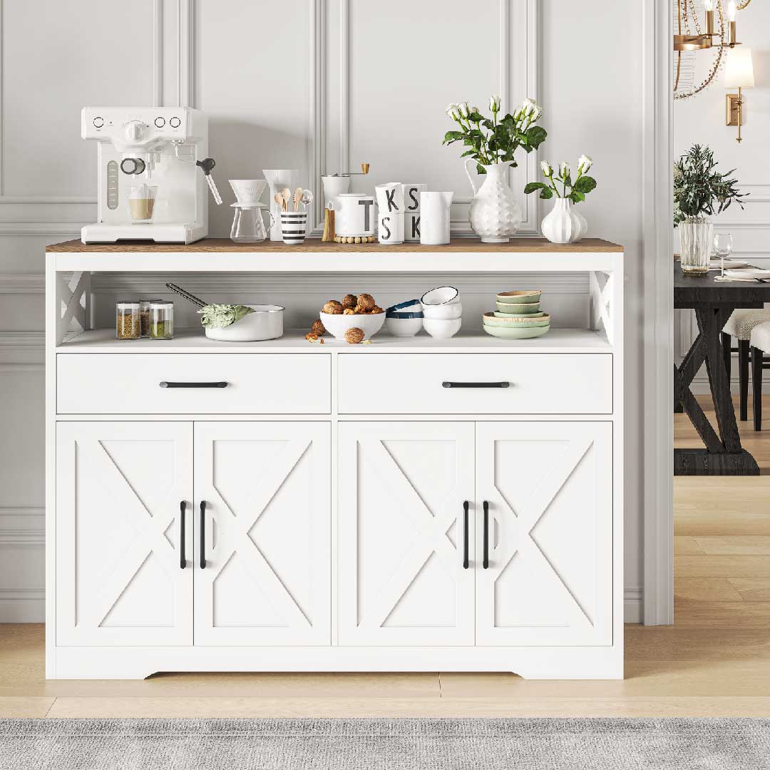 Yelenaro Sideboard mit Arbeitsplatte – Weißes Stauraummöbel