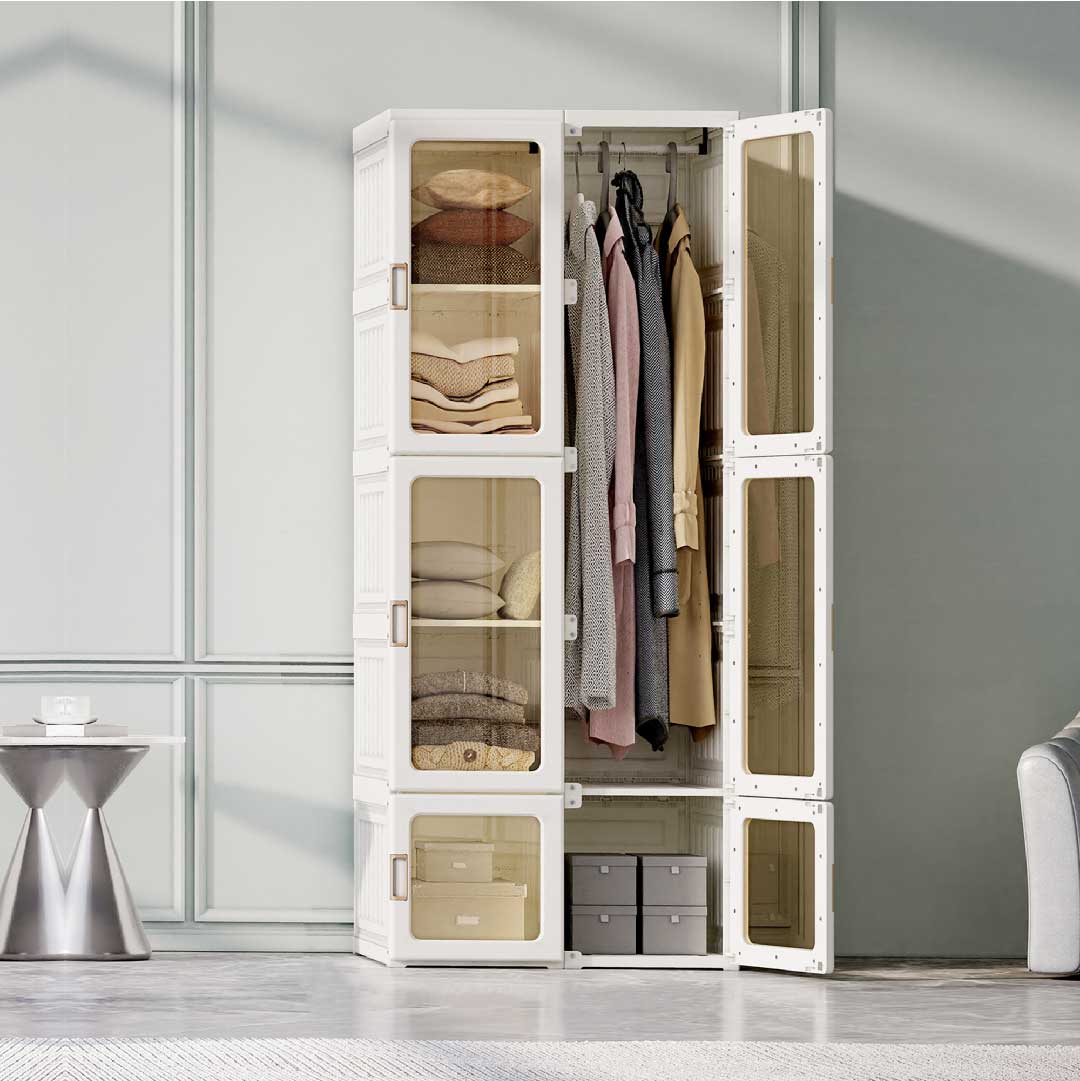 Yelenaro Faltbarer Kleiderschrank 170 cm – Schmal & Transparent