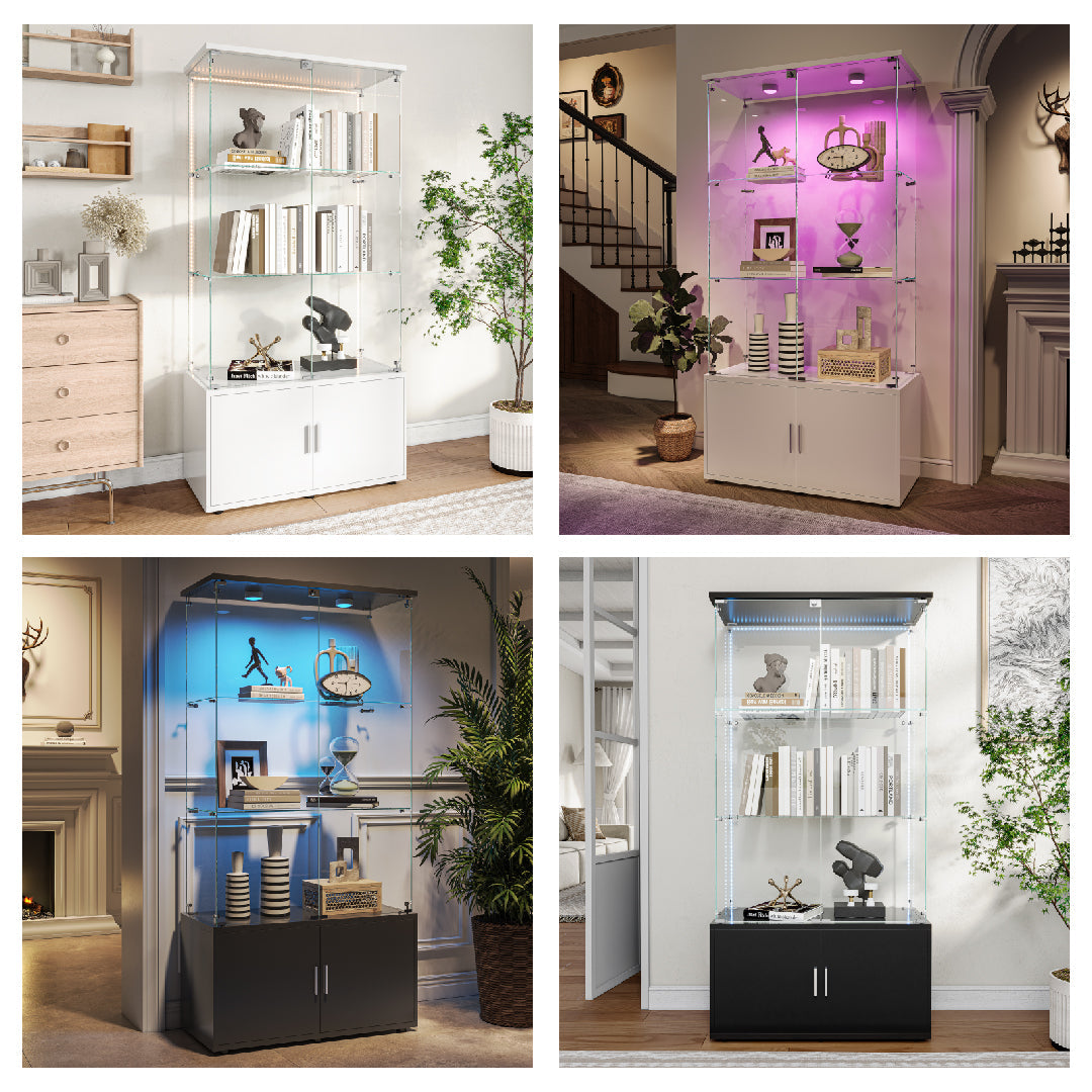 Vitrine oder Regal – moderne Aufbewahrung mit Glasvitrine und Beleuchtung im Wohnraum