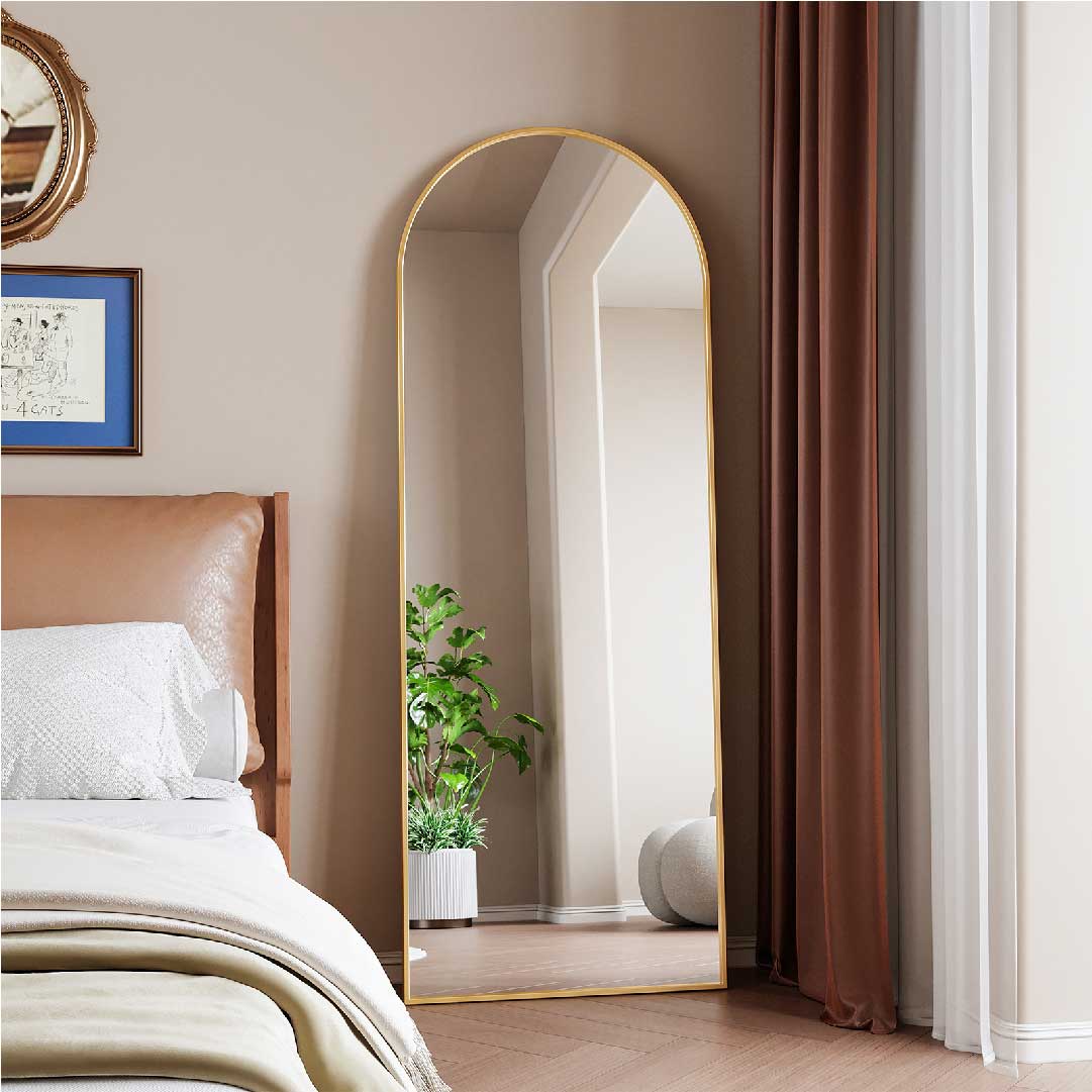 Yelenaro Bogen-Ganzkörperspiegel 162×53cm Gold/Schwarz