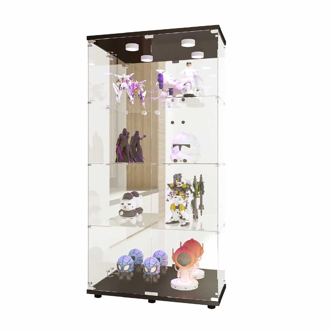 Yelenaro Glasvitrine 163 cm – Standvitrine mit Schloss, optional LED