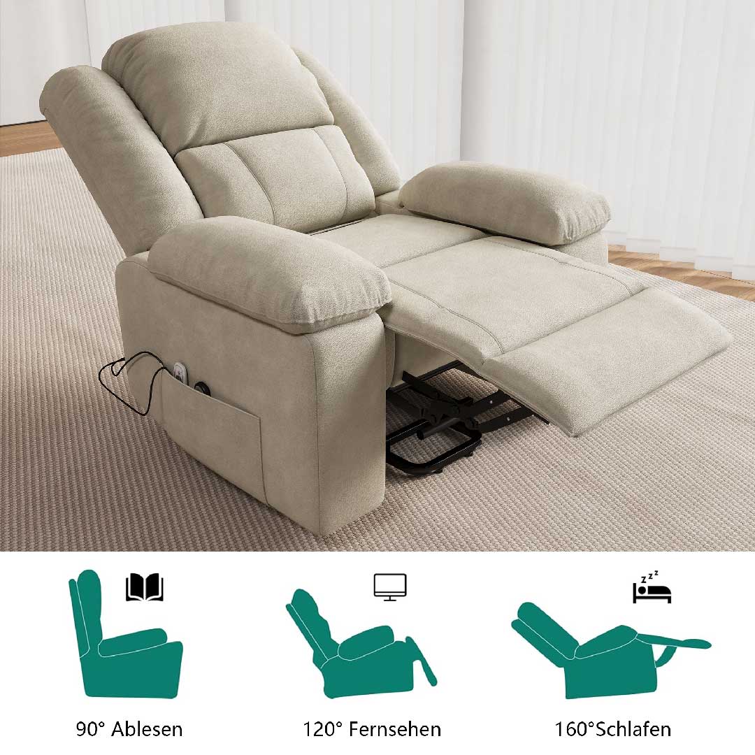 Yelenaro Elektrischer Relaxsessel mit Massage & Heizung, Aufstehhilfe