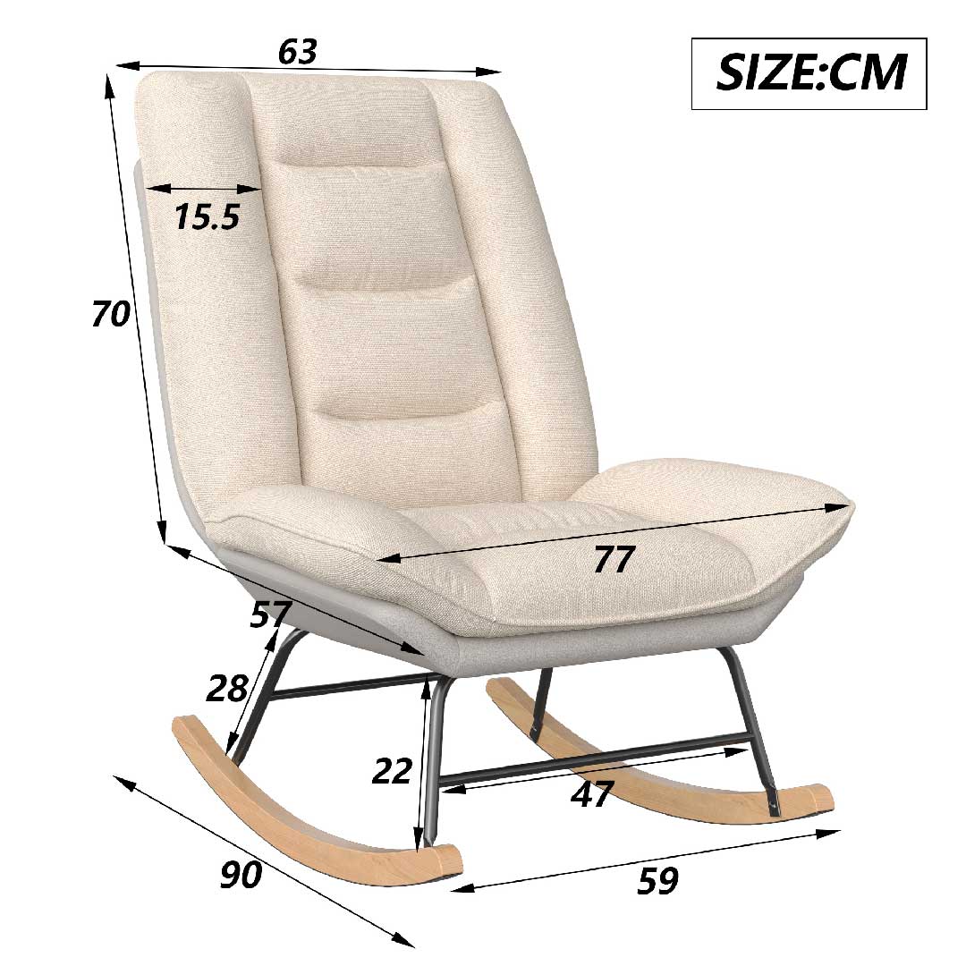 Yelenaro Schaukelstuhl – Verstellbarer Relaxsessel aus Leinen mit Holzfüßen, ergonomisch & modern für Wohnzimmer & Schlafzimmer