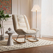 Yelenaro Schaukelstuhl – Verstellbarer Relaxsessel aus Leinen mit Holzfüßen, ergonomisch & modern für Wohnzimmer & Schlafzimmer