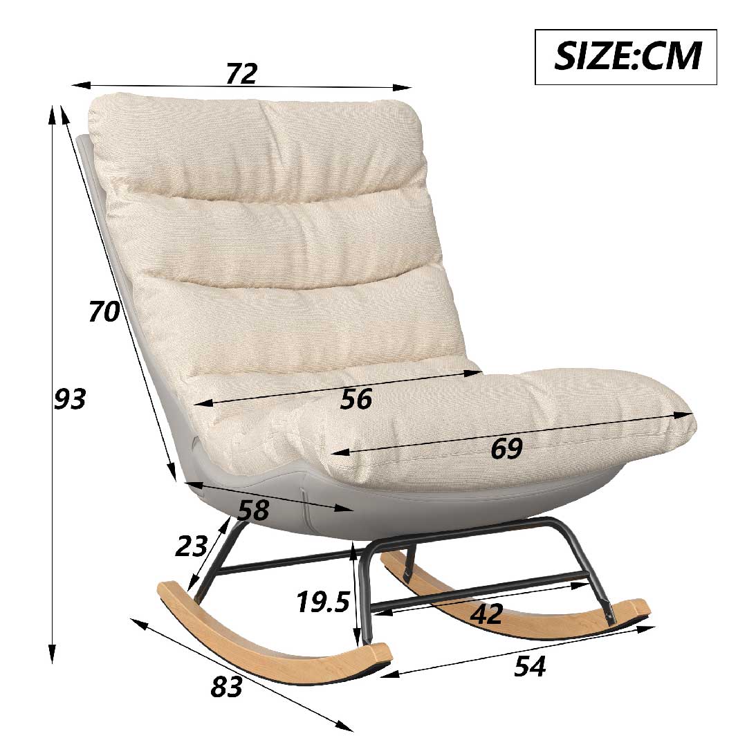 Yelenaro Schaukelstuhl – Verstellbarer Relaxsessel aus Leinen mit Holzfüßen, ergonomisch & modern für Wohnzimmer & Schlafzimmer