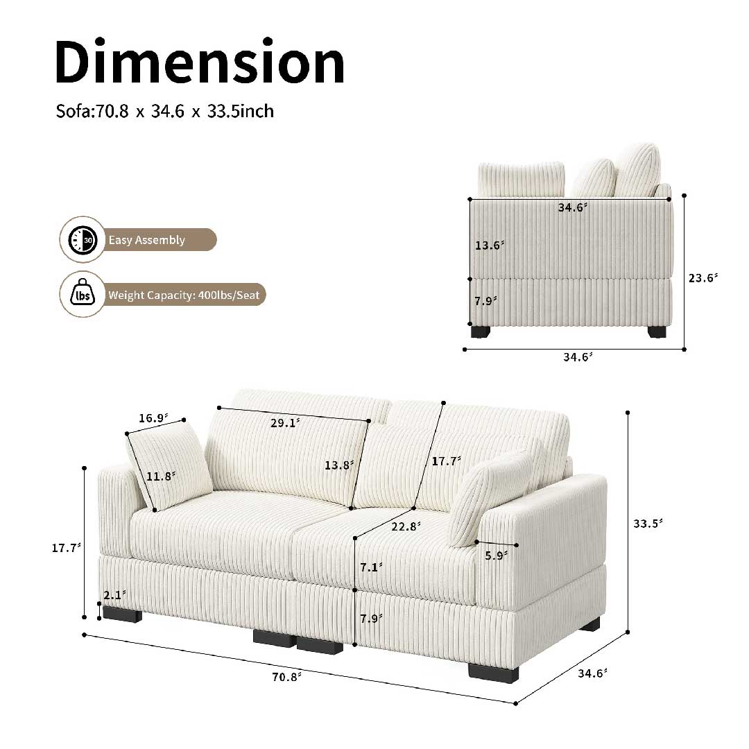YELENARO Modulares Cord-Sofa – Weich, Bequem & Vielseitig
