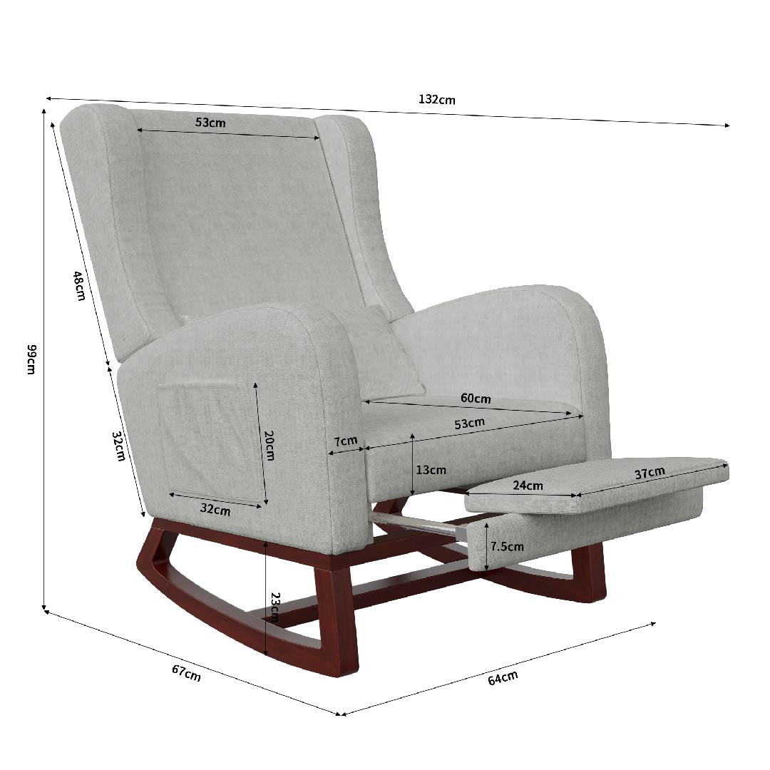 Yelenaro Schaukelstuhl mit Fußstütze – Verstellbarer Relaxsessel mit Lendenkissen & Seitentaschen, Leinen oder Schafwolle