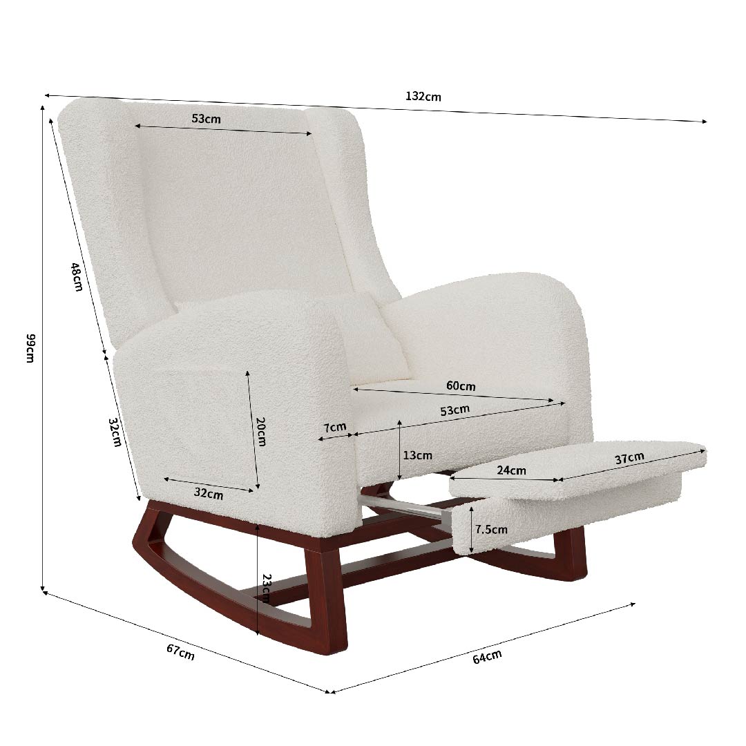 Yelenaro Schaukelstuhl mit Fußstütze – Verstellbarer Relaxsessel mit Lendenkissen & Seitentaschen, Leinen oder Schafwolle