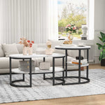 Yelenaro Couchtisch 2er Set – Marmoroptik Gold & Schwarz mit Stauraum