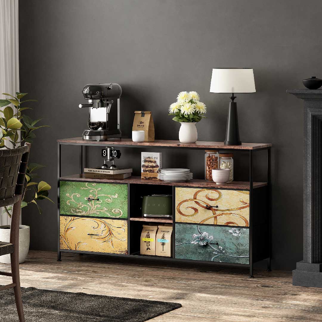 Yelenaro TV-Schrank 108 cm mit LED & 4 Stoffschubladen