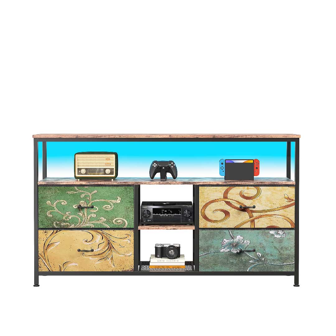 Yelenaro TV-Schrank 108 cm mit LED & 4 Stoffschubladen