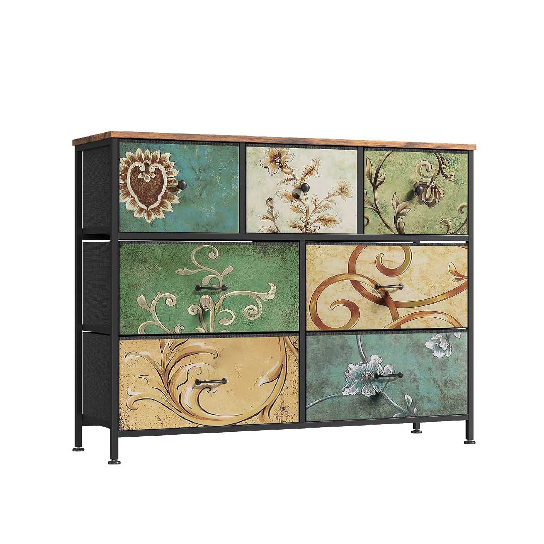 Yelenaro Luminarix Kommode 7 Schubladen, Boho Vintage Sideboard