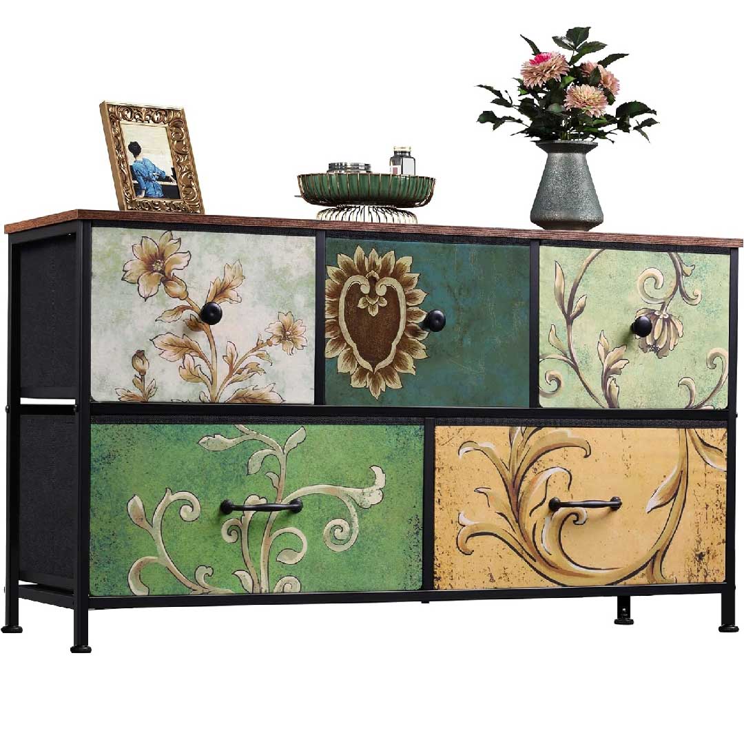 Yelenaro Luminarix Kommode 5 Schubladen, Boho Vintage Sideboard