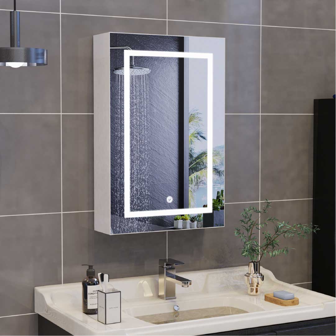 Yekenaro LED Spiegelschrank 70x50 cm mit Touch & Stauraum