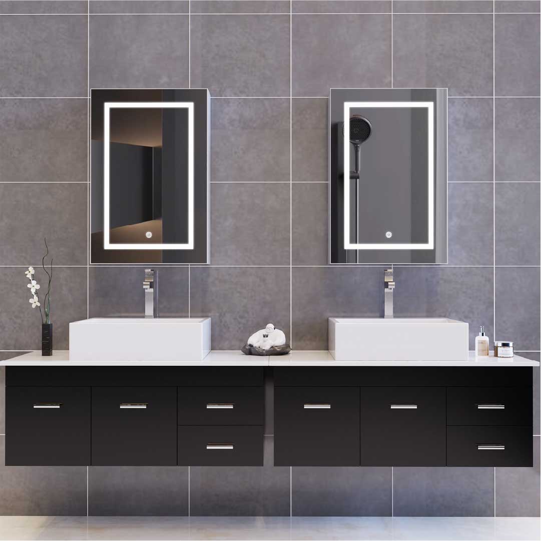 Yekenaro LED Spiegelschrank 70x50 cm mit Touch & Stauraum