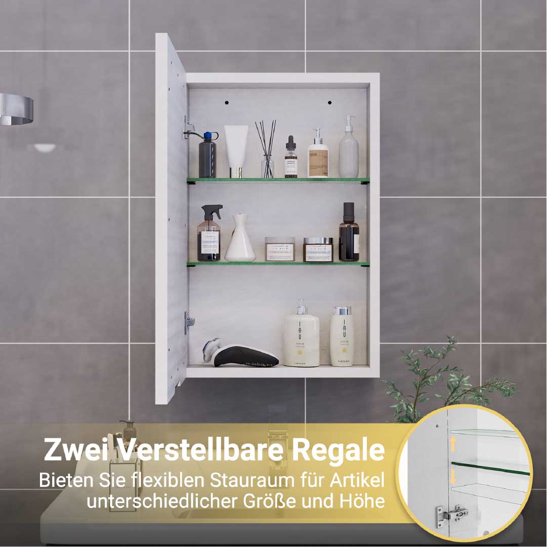 Yekenaro LED Spiegelschrank 70x50 cm mit Touch & Stauraum