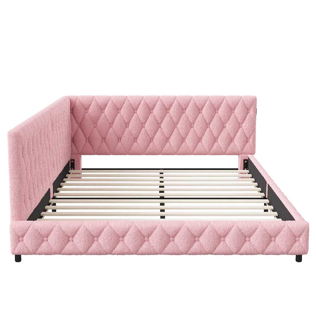 Yelenaro Sofa Bett 140×200 cm – Tagesbett mit LED-Beleuchtung & USB-Anschluss, Polsterbett aus Lammwolle, Schlafsofa mit Lattenrost