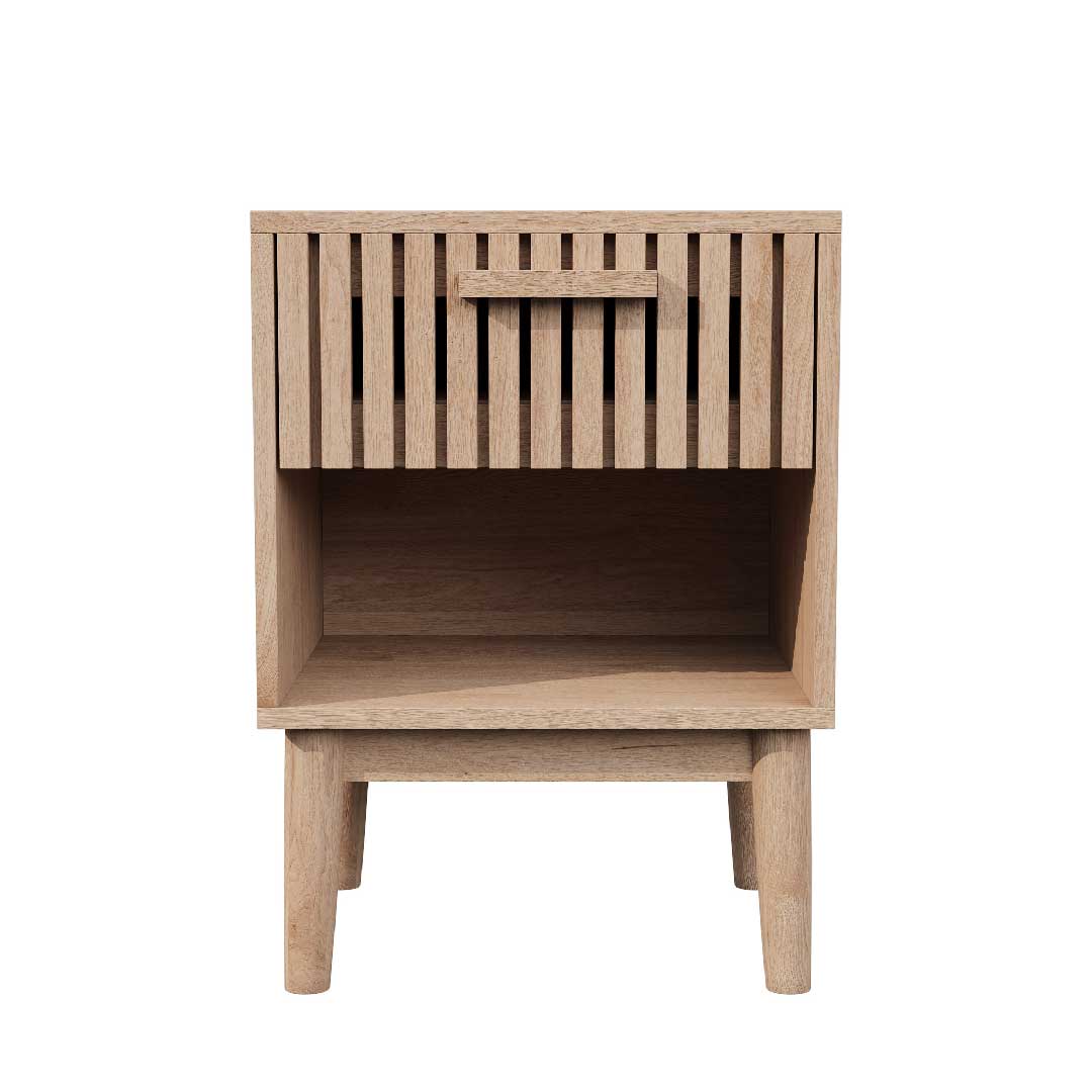 Yelenaro Nachttisch aus Naturholz mit Schublade