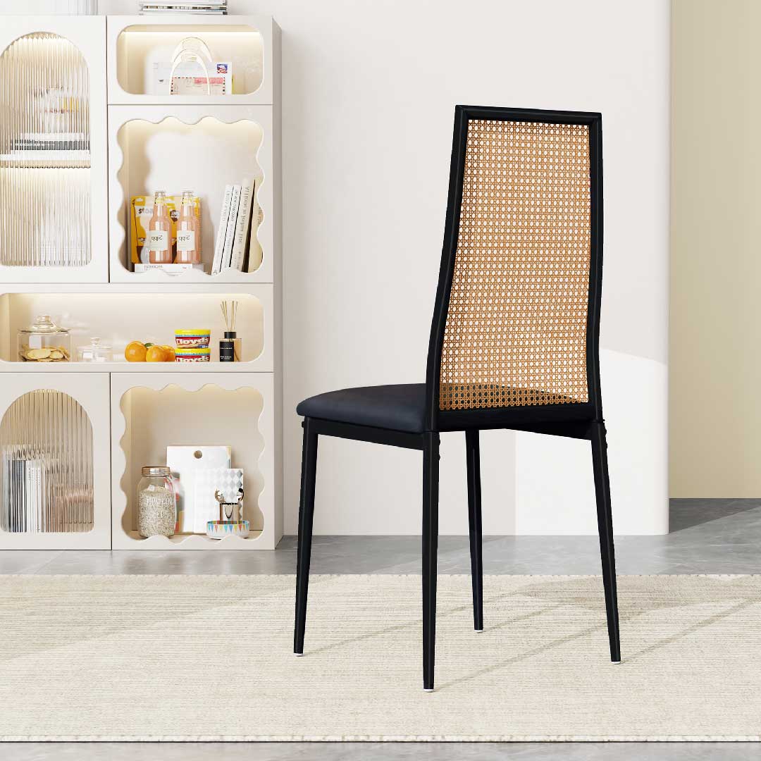 Yelenaro Rattan Esszimmerstühle 2er Set – gepolstert, Schwarz