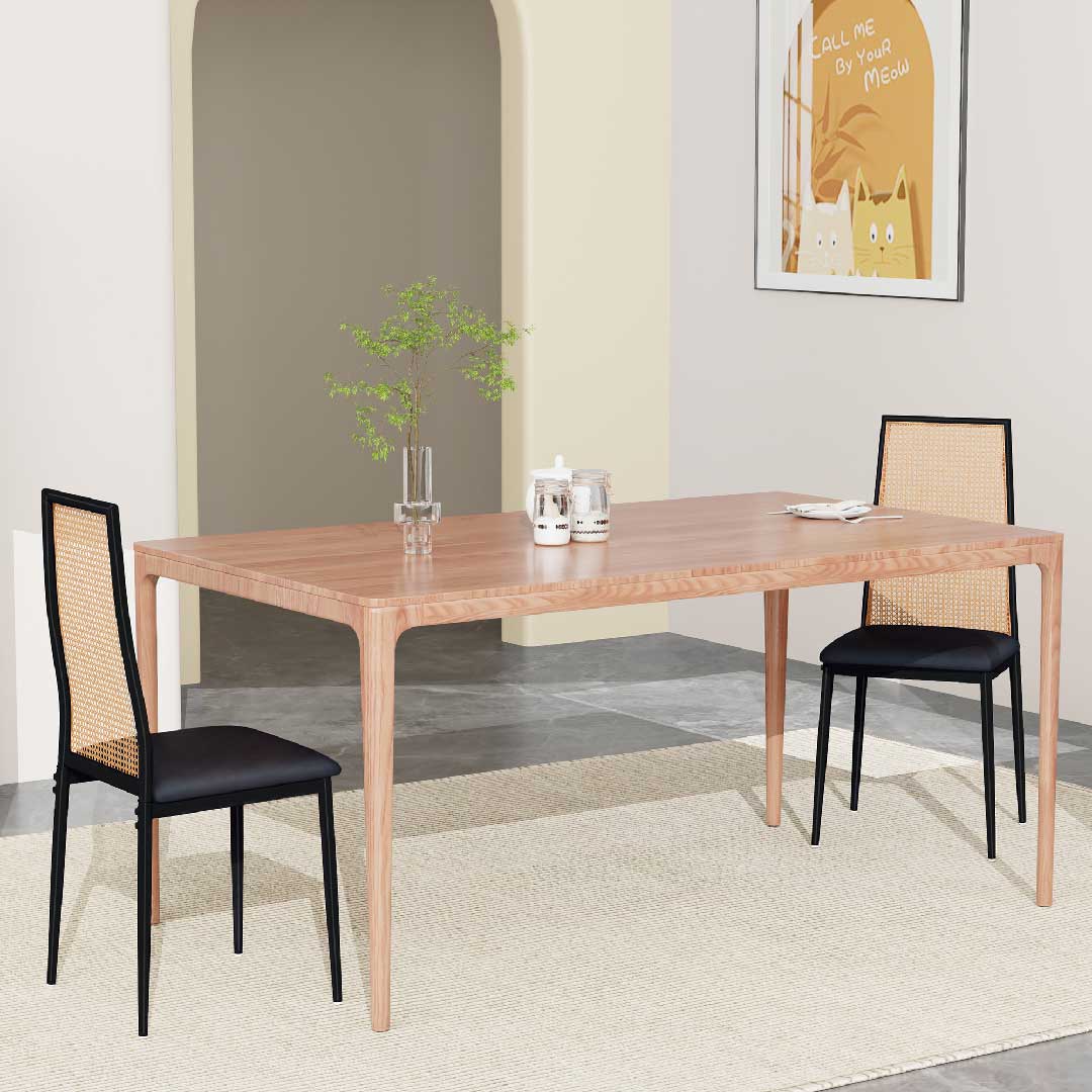 Yelenaro Rattan Esszimmerstühle 2er Set – gepolstert, Schwarz