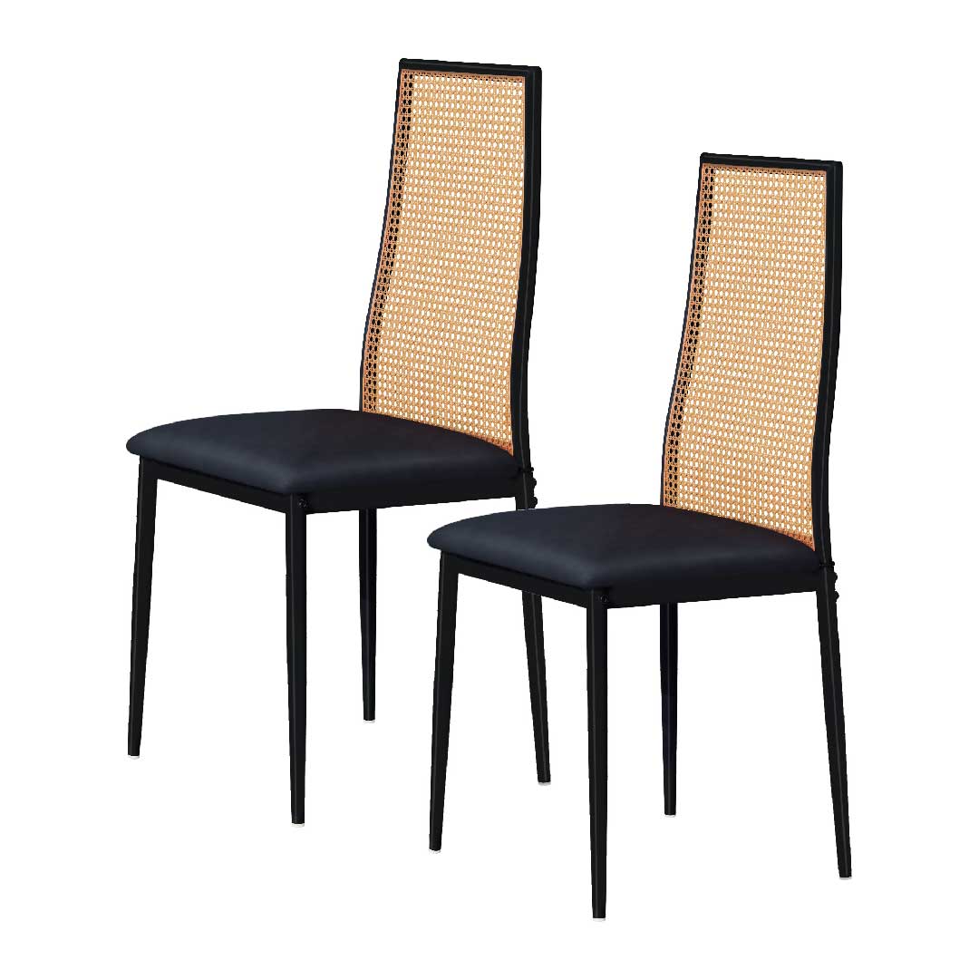 Yelenaro Rattan Esszimmerstühle 2er Set – gepolstert, Schwarz