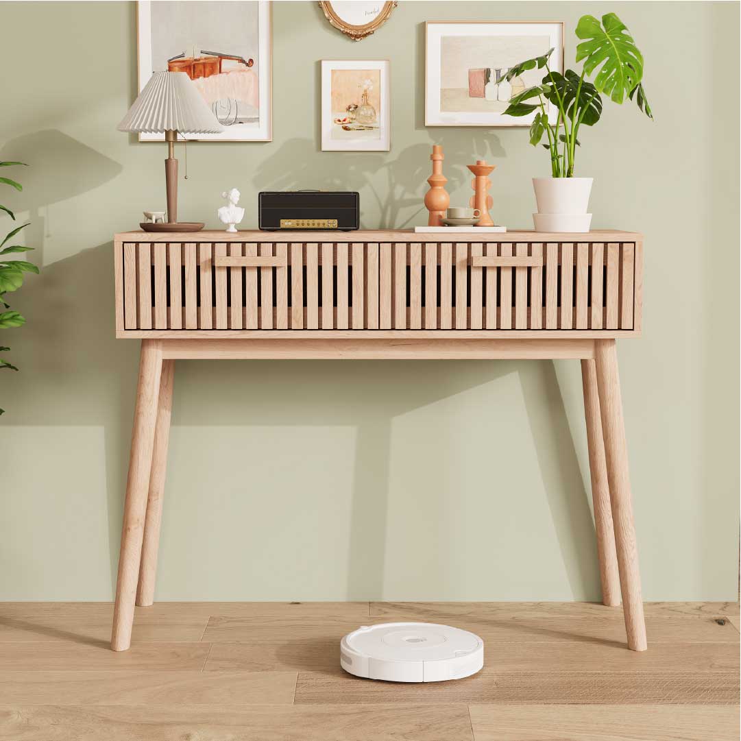 Yelenaro Konsolentisch 100cm mit 2 Schubladen – Holzoptik Flurtisch