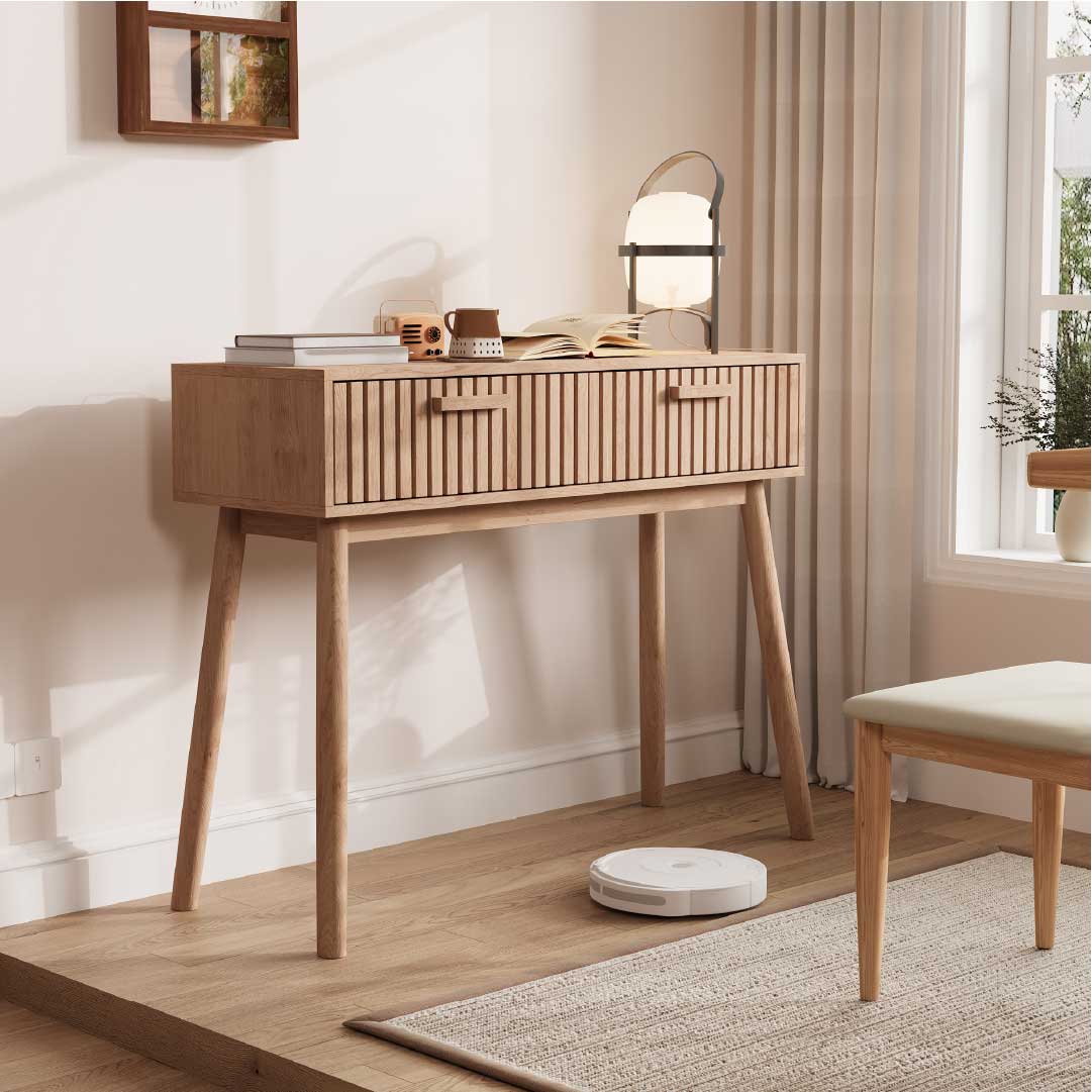 Yelenaro Konsolentisch 100cm mit 2 Schubladen – Holzoptik Flurtisch