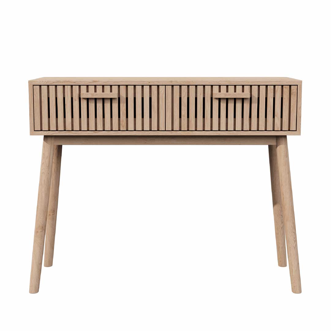 Yelenaro Konsolentisch 100cm mit 2 Schubladen – Holzoptik Flurtisch