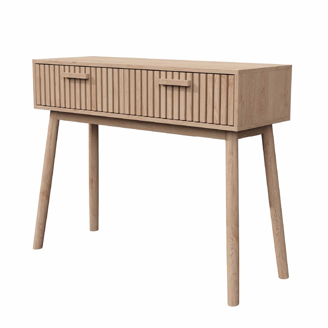 Yelenaro Konsolentisch 100cm mit 2 Schubladen – Holzoptik Flurtisch