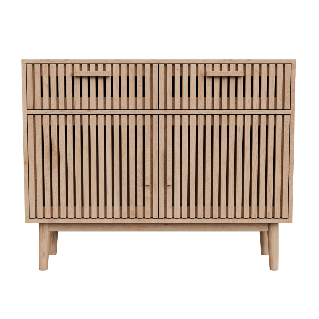 Yelenaro Küchen-Sideboard aus Holz – Küchenschrank mit Schubladen & Türen, stabiler Stauraumschrank im skandinavischen Design