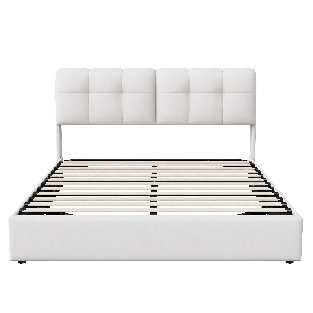 Hydraulisches Polsterbett mit Stauraum & Samt – Doppelbett