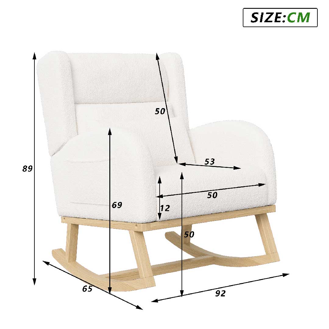 Yelenaro Schaukelstuhl mit Kissen – Teddy Relaxsessel aus Holz & Samt und ergonomisch