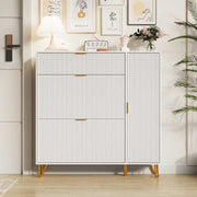 Yelenaro Schuhschrank mit Klappen & Türen – Weiß, 110×24×120 cm, Platzsparend