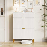 Yelenaro Schuhschrank mit 2 Klappen & Ablagefach – Weiß, 80×24×118 cm