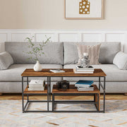 Yelenaro Couchtisch 2er Set Rechteckig – Marmoroptik Gold mit Stauraum