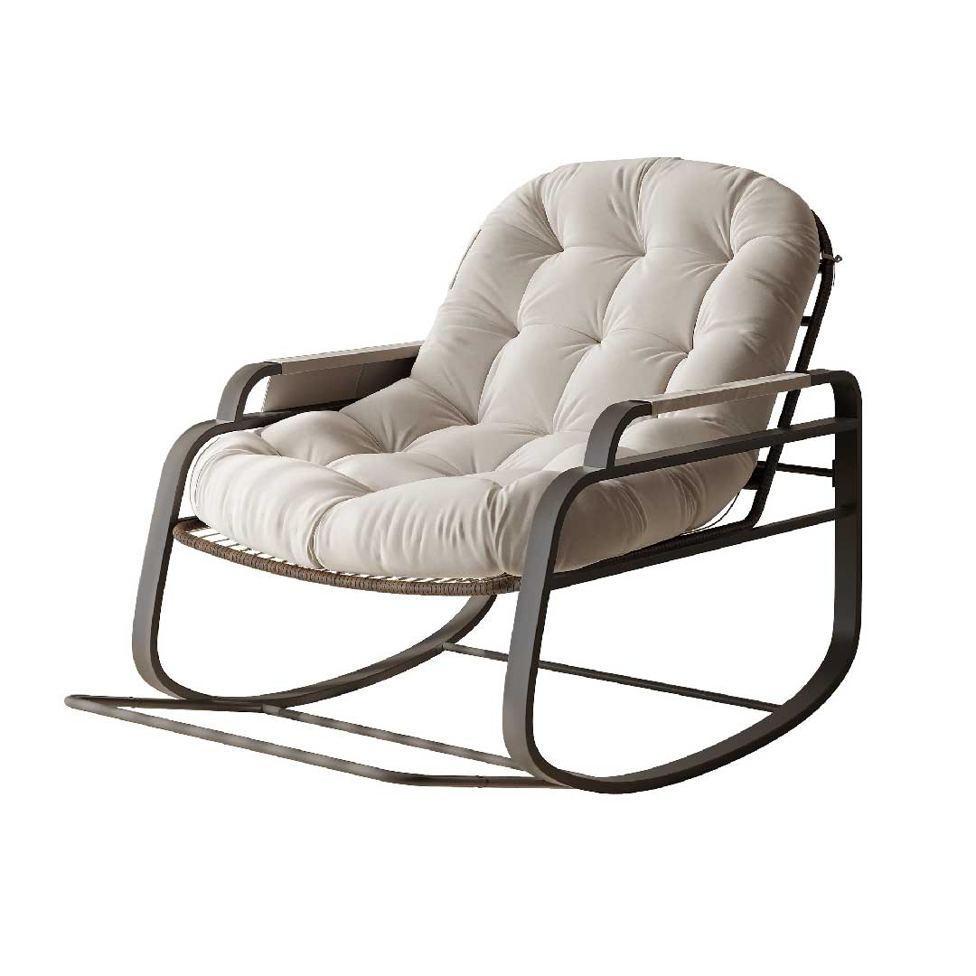 Yelenaro Schaukelsessel Outdoor – Schaukelstuhl mit Fußablage & Kissen für Garten & Wohnzimmer