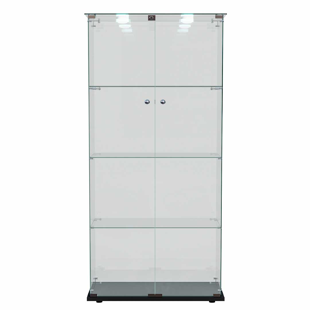 Yelenaro Glasvitrine 163×80×35 cm – LED Sammlervitrine aus Glas mit Türen & Schloss