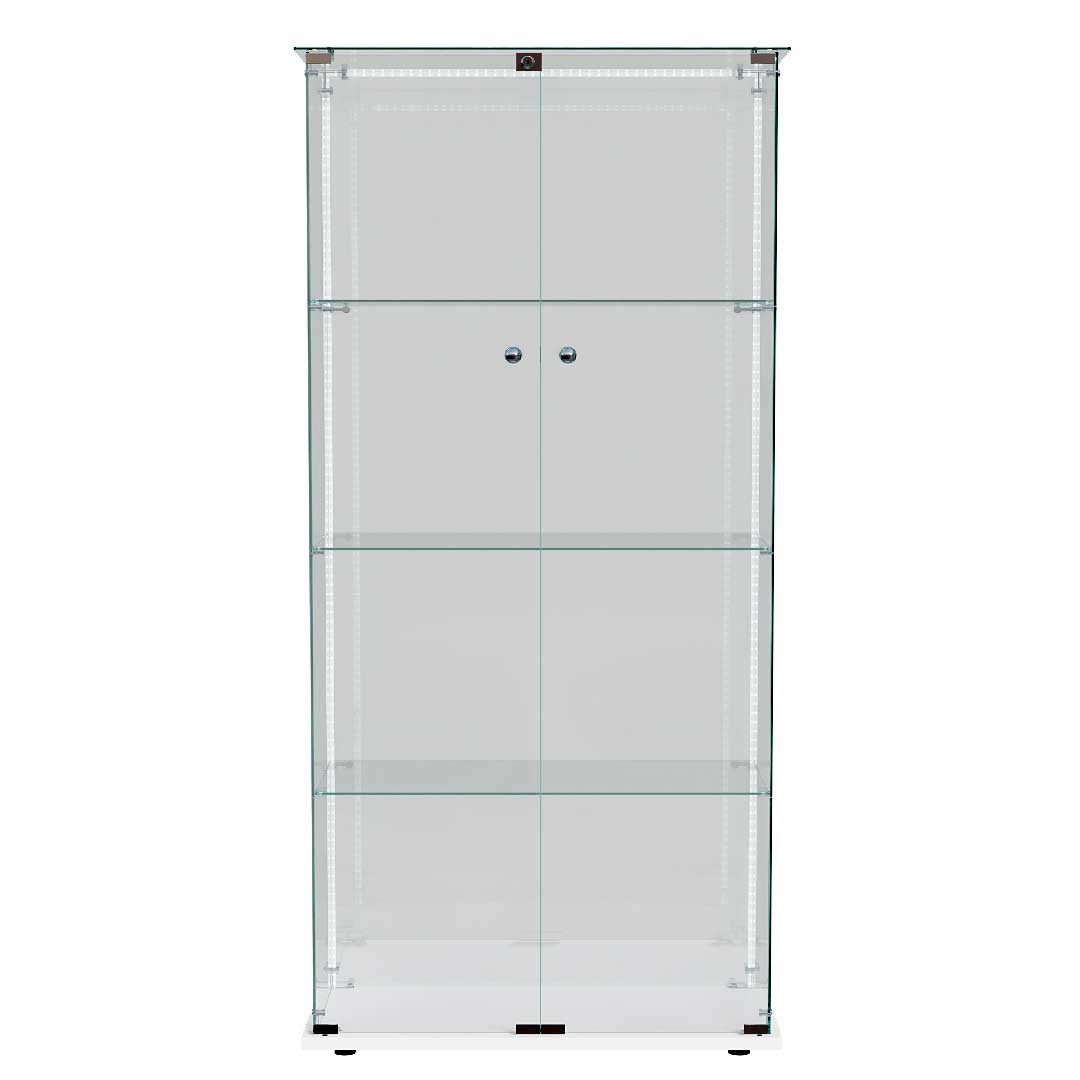 Yelenaro Glasvitrine 163×80×35 cm – LED Sammlervitrine aus Glas mit Türen & Schloss