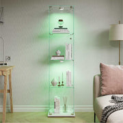 Yelenaro Glasvitrine mit LED – Standvitrine 163 cm, 4 Ebenen, mit Schloss