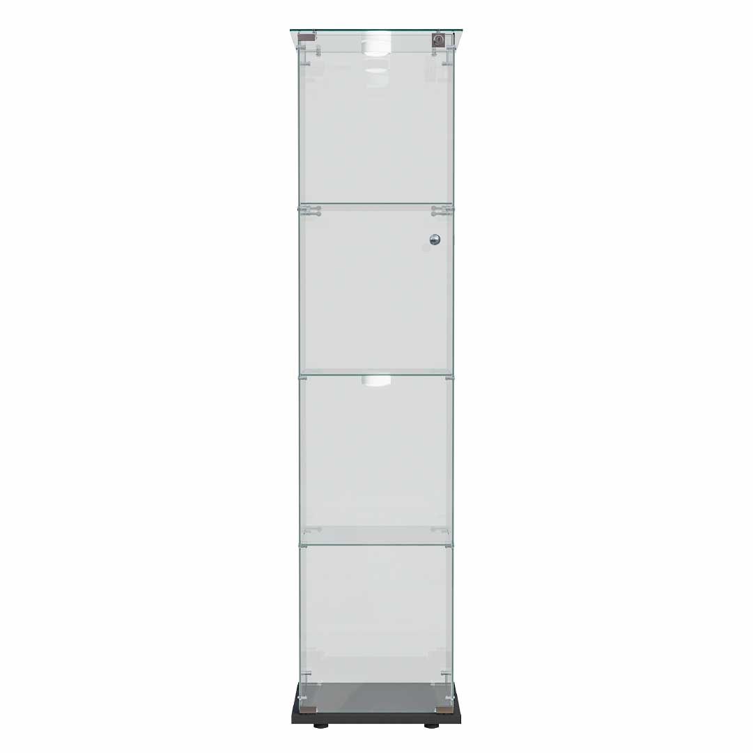 Yelenaro Glasvitrine mit LED – Standvitrine 163 cm, 4 Ebenen, mit Schloss