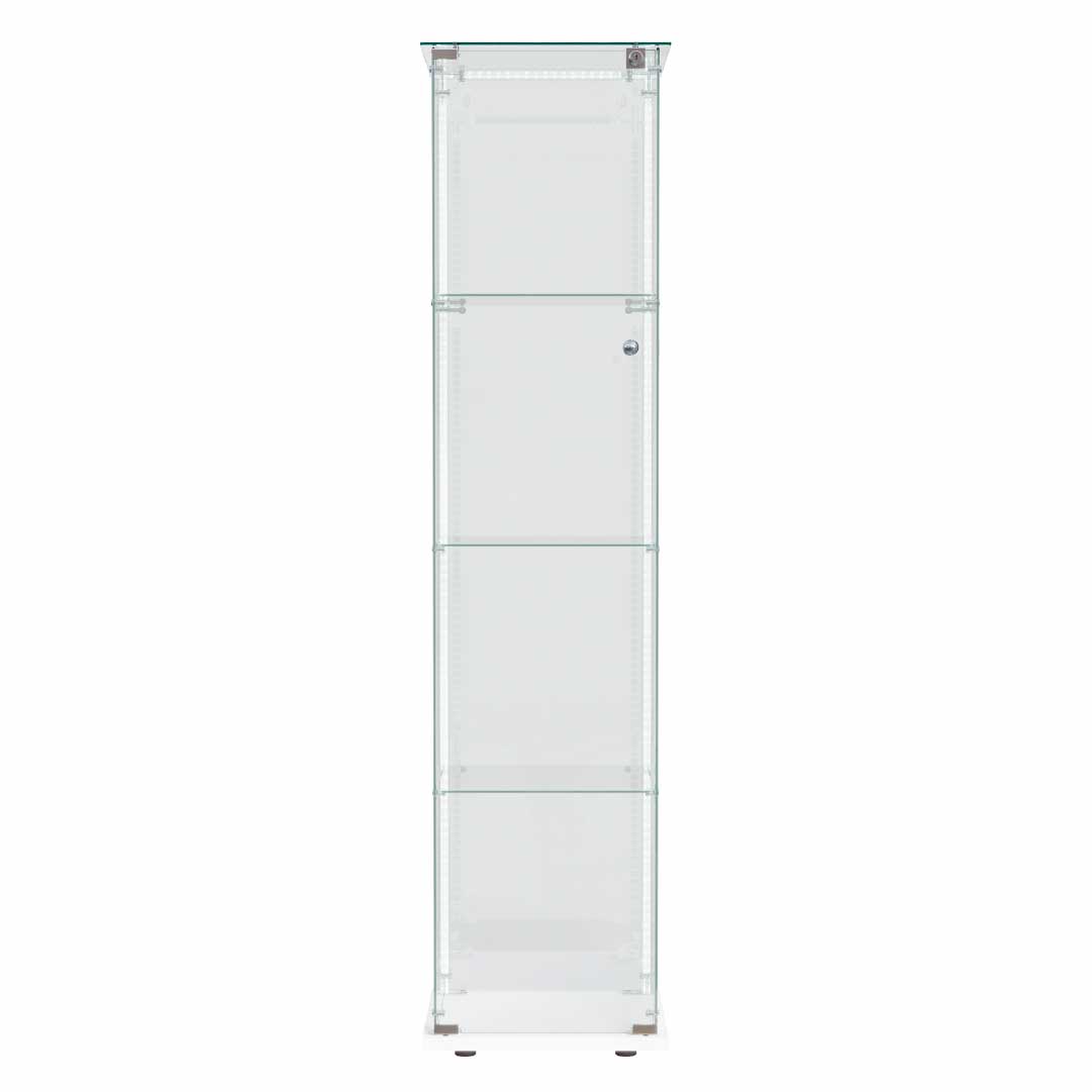 Yelenaro Glasvitrine mit LED – Standvitrine 163 cm, 4 Ebenen, mit Schloss