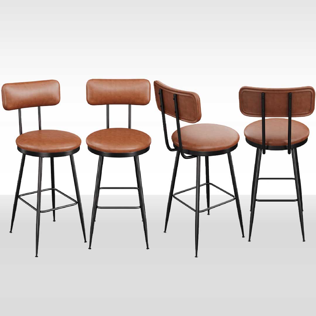 Yelenaro Barhocker Set 2er – PU Leder Barstuhl mit Lehne, 65 cm Thekenhocker für Küche & Bar, Schwarz