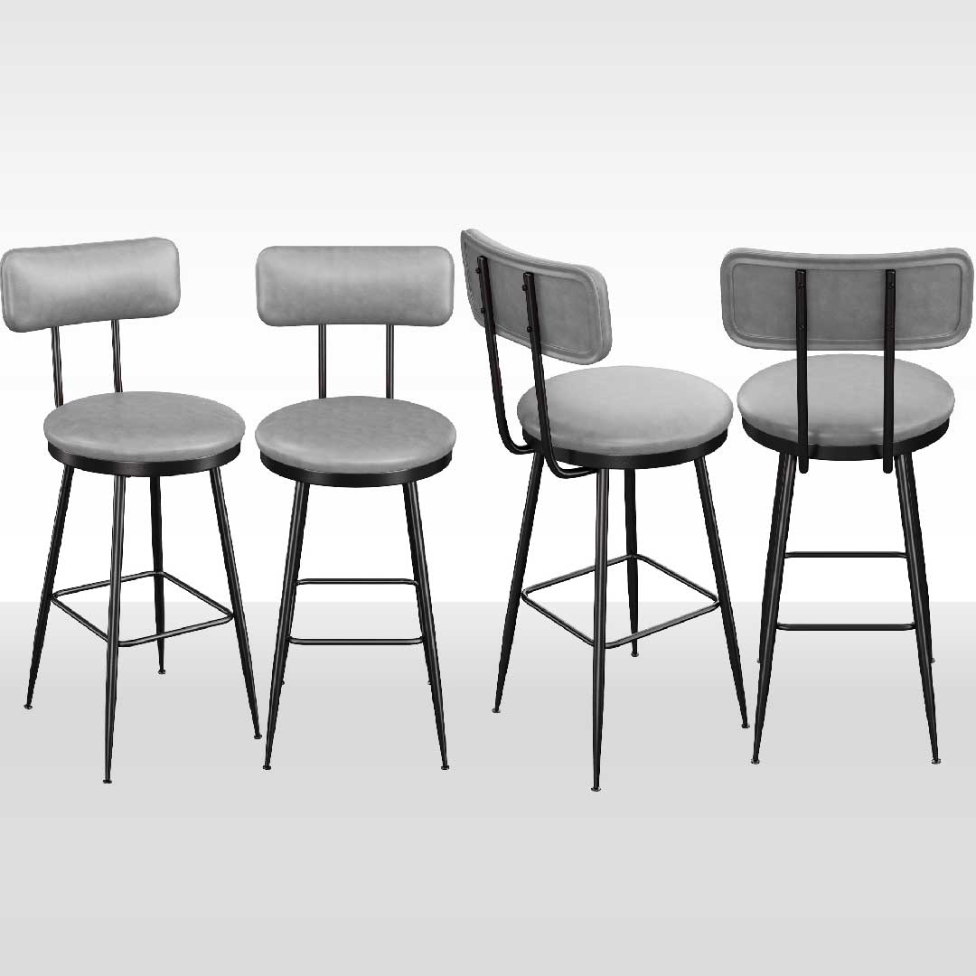 Yelenaro Barhocker Set 2er – PU Leder Barstuhl mit Lehne, 65 cm Thekenhocker für Küche & Bar, Schwarz