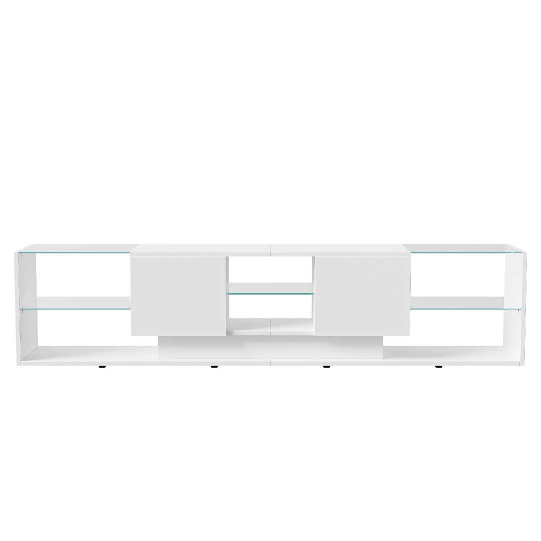 Yelenaro LED TV Lowboard 200 cm – Modernes TV-Möbel mit Glasregalen & RGB-Beleuchtung