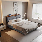 Elegantes Yelenaro Polsterbett mit Holz-Kopfteil, gepolstertem Rückenteil und praktischen Schubladen – ideales Funktionsbett für moderne Wohnungen.