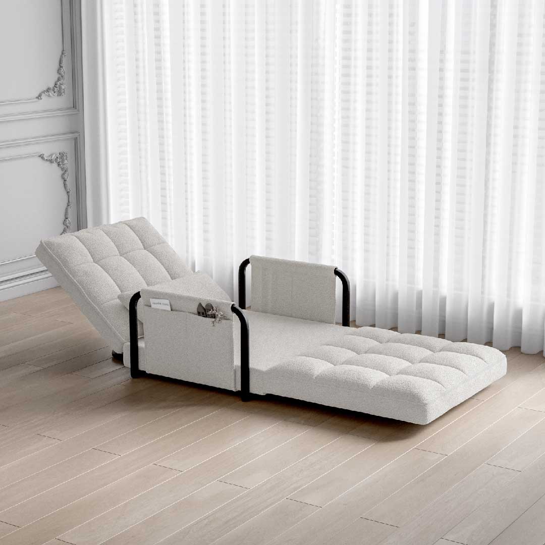 Yelenaro 4-in-1 Bouclé Schlafsessel – Verstellbares Sofa, Liege &amp; Gästebett in einem