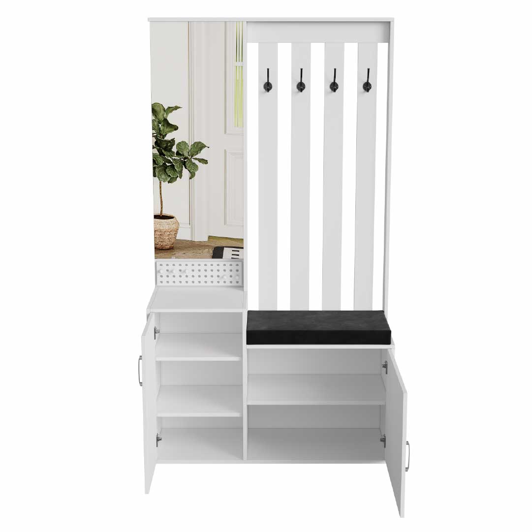Yelenaro Moderne Garderobe mit Sitzbank & Spiegel – 100x40x180 cm