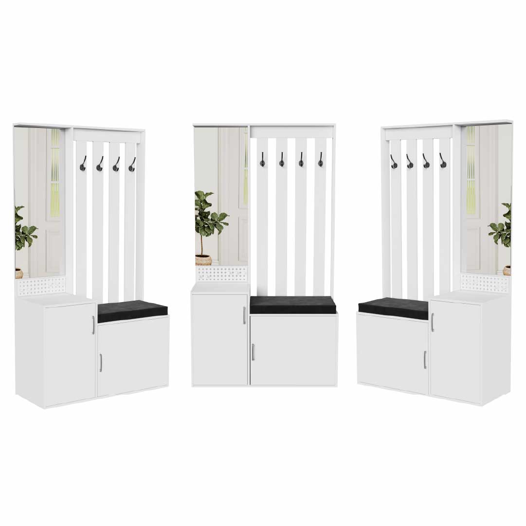 Yelenaro Moderne Garderobe mit Sitzbank & Spiegel – 100x40x180 cm