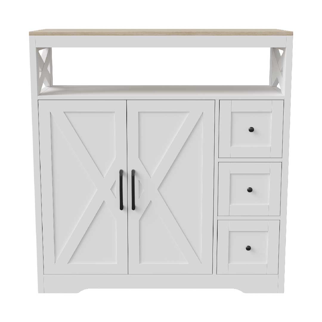 Yelenaro Sideboard 100 cm mit Arbeitsplatte, kompakte Breite mit Schubladen und Türen für flexiblen Stauraum